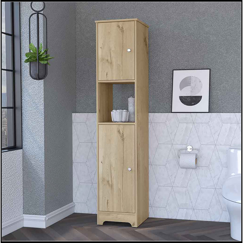 Armoire à linge Charlotte, armoire à 2 portes simple, division, une tablette, Beige