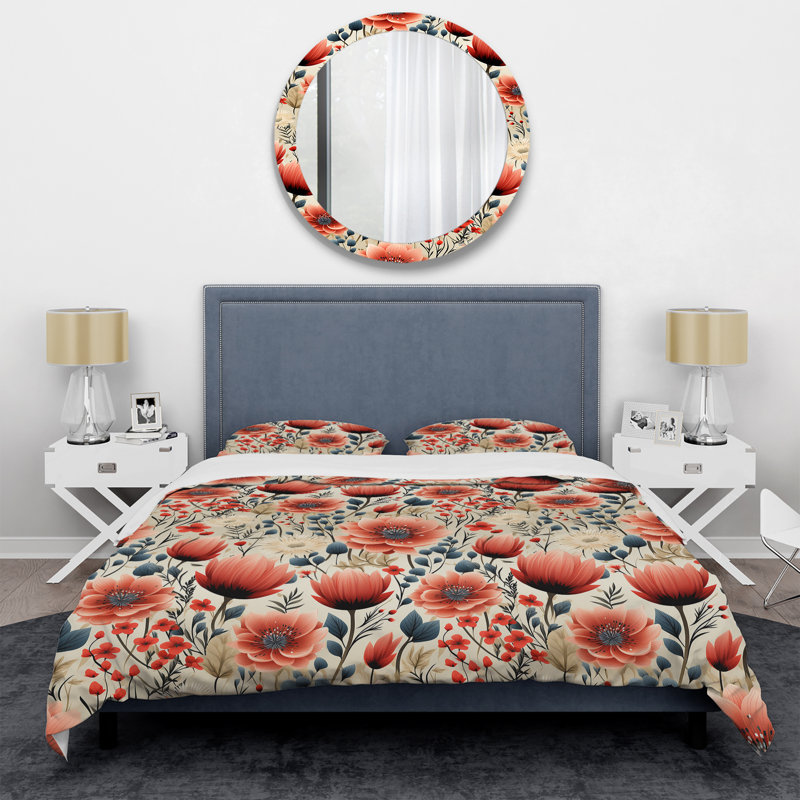 Divine Dreams Floral Pattern - Ensemble de housse de couette à motif floral, Housse de couette pour très grand lit et 2 très