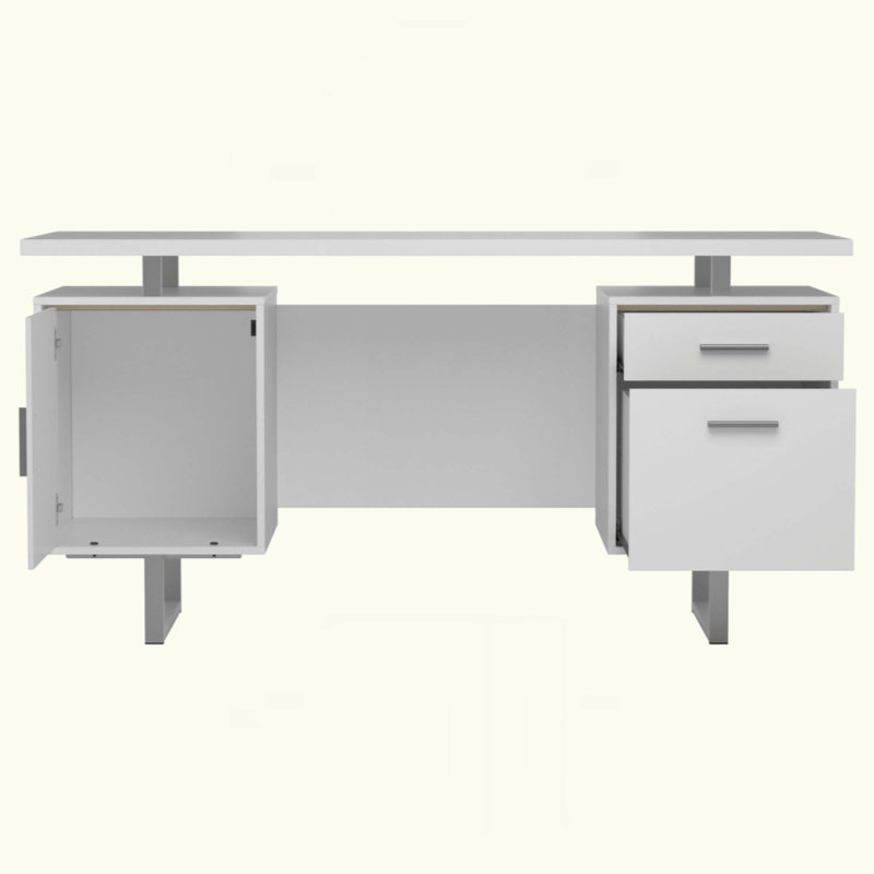 Bureau d'ordinateur à 2 tiroirs ultrabrillant