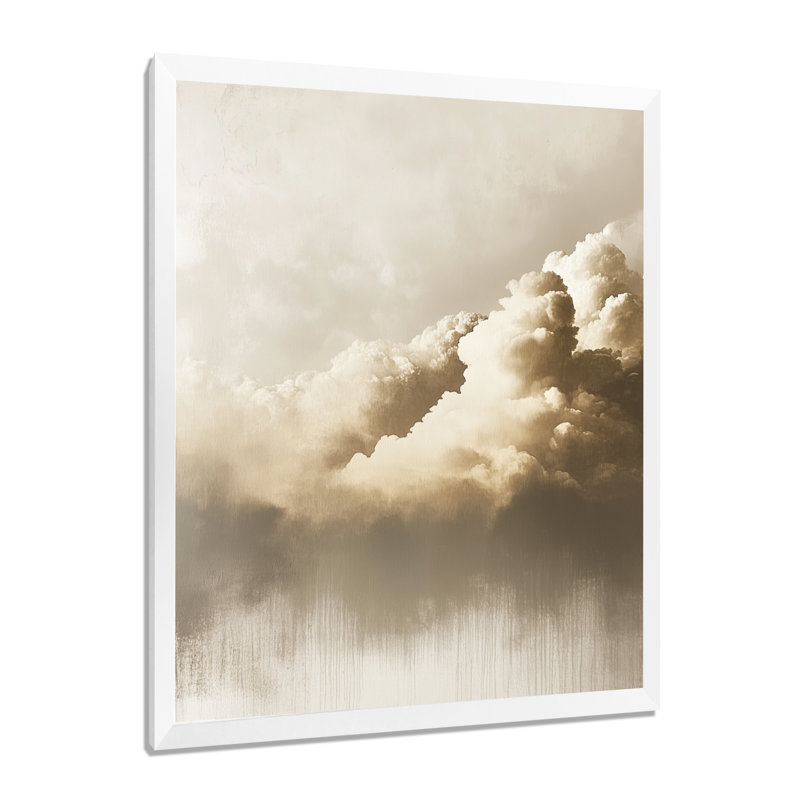 Horizon nuageux nordique horizontal II - Tableau encadré de nuages, H 44 po x l 34 po, White Picture Framed