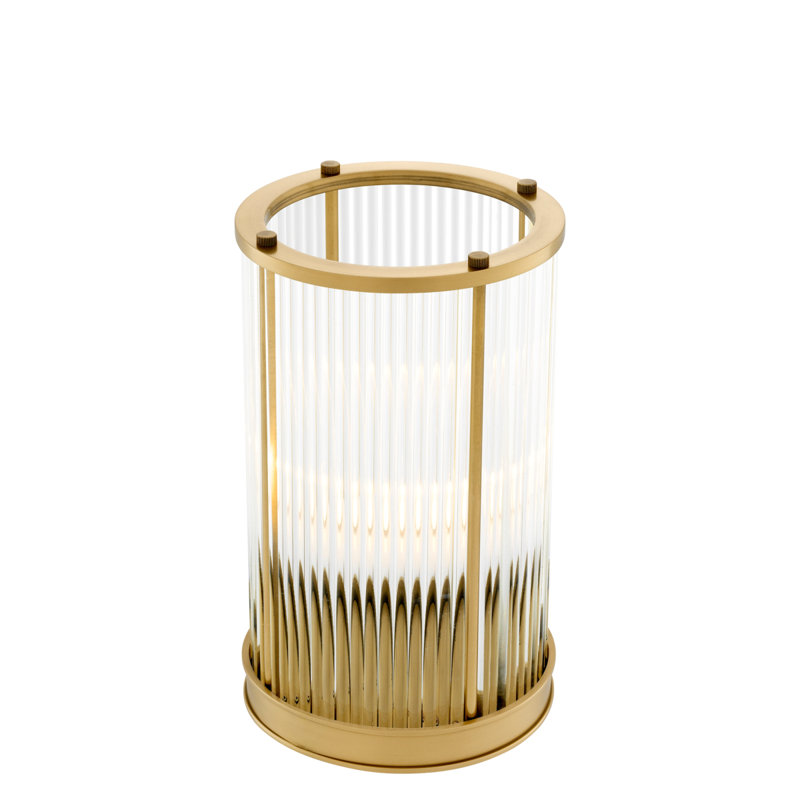 Mayson Hurricane Candle Holder, 10.83" H x 6.5" W x 6.5" D, Clear/Gold