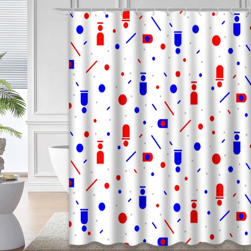 Rideau de douche abstrait à motif abstrait rouge avec 12 crochets, L 72 po x l 84 po