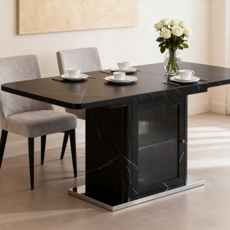 Modern Rectangle Dining Table, Black