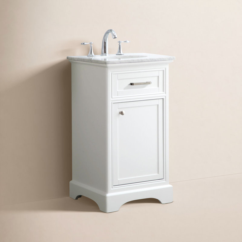Hermes 19'' Single Bathroom Vanity with Carrara Marble Top, White