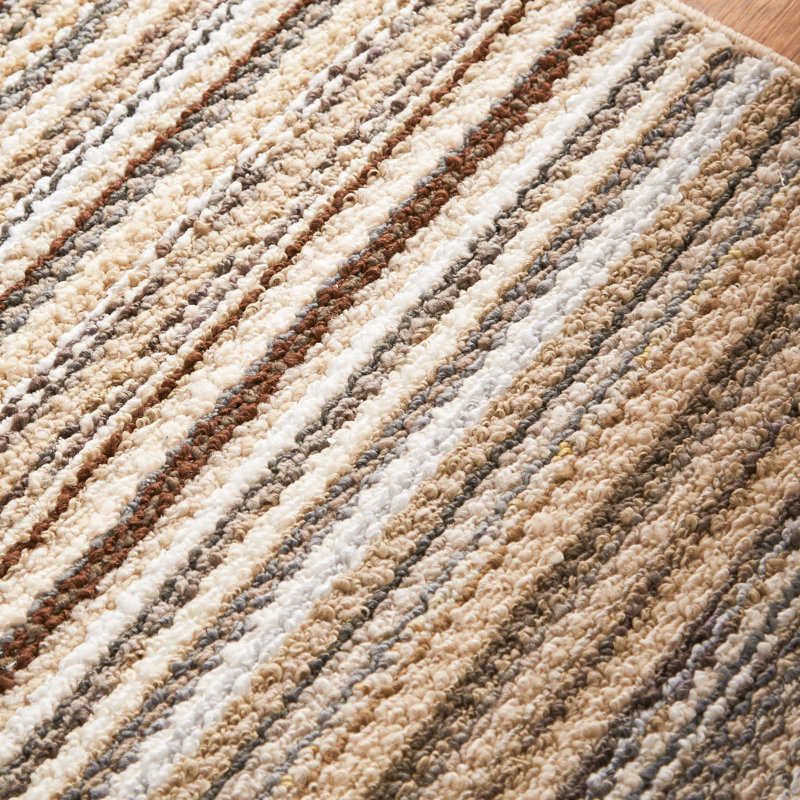 Tapis touffeté à rayures rectangulaire beige Kandace, Rectangle 6 pi x 9 pi