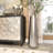 Silver Cedrial Aluminum Metal Tall Hammered Decorative Vase-457351863