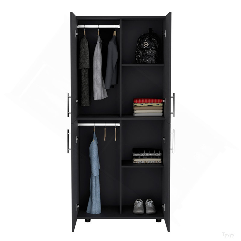 Armoire Moscow, chambre à coucher, noir, Noir