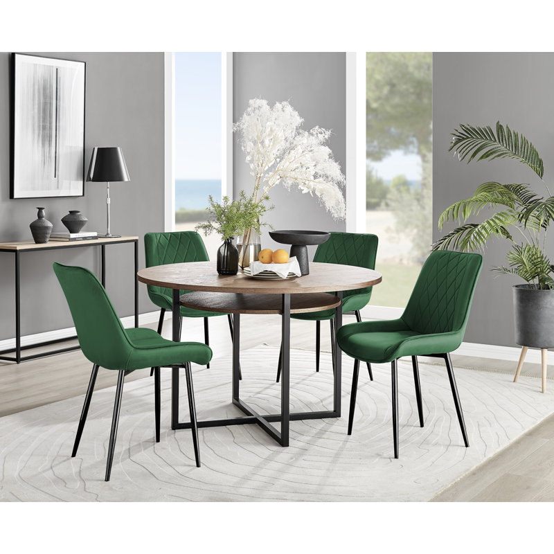 Adler 4 - Person Dining Set, Green/Black