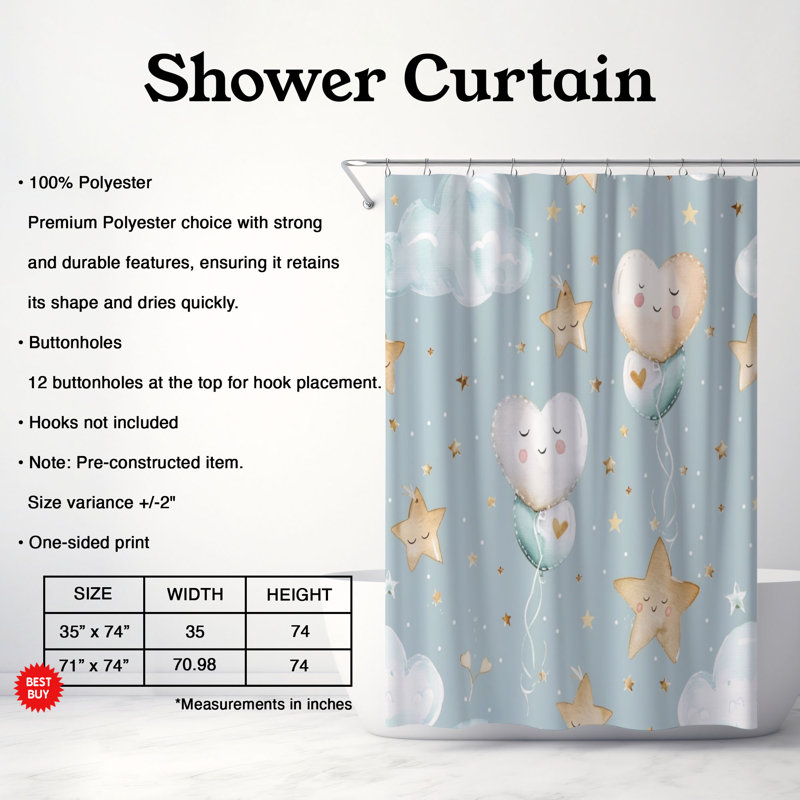 Rideau de douche Affectionate Cuddle - Premium 208, H 74 po x l 71 po