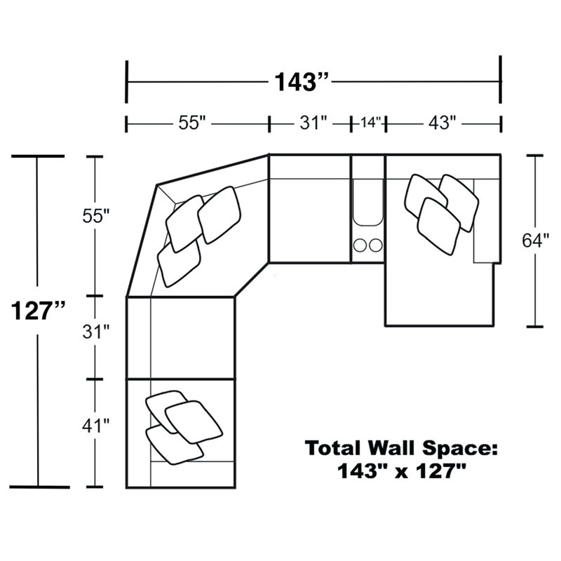 Canapé modulaire inclinable de 143 po Balvina, Orienté à gauche (vu de face)