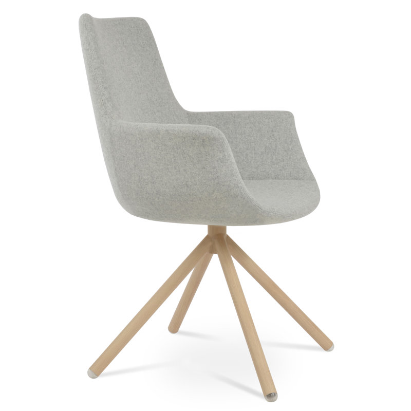 Chaise avec accoudoirs rembourrée, Naturel, Blanc