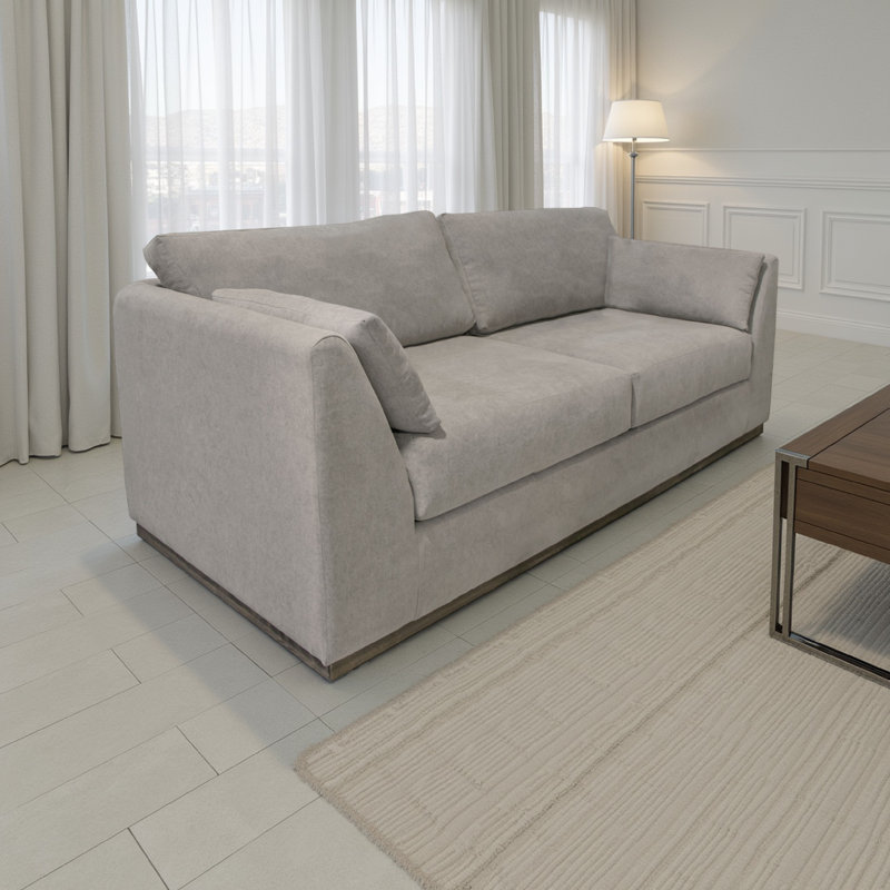 Structure et base en bois Romul, canapé, Polyester beige, H 36,5 po x l 90 po x P 38,5 po