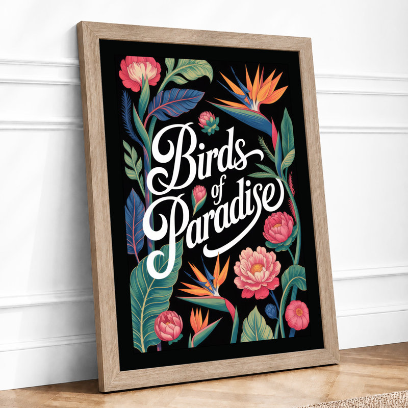 Birds of Paradise Botanical - Framed Print, A1 - 84.1 x 59.4 cm, Oak