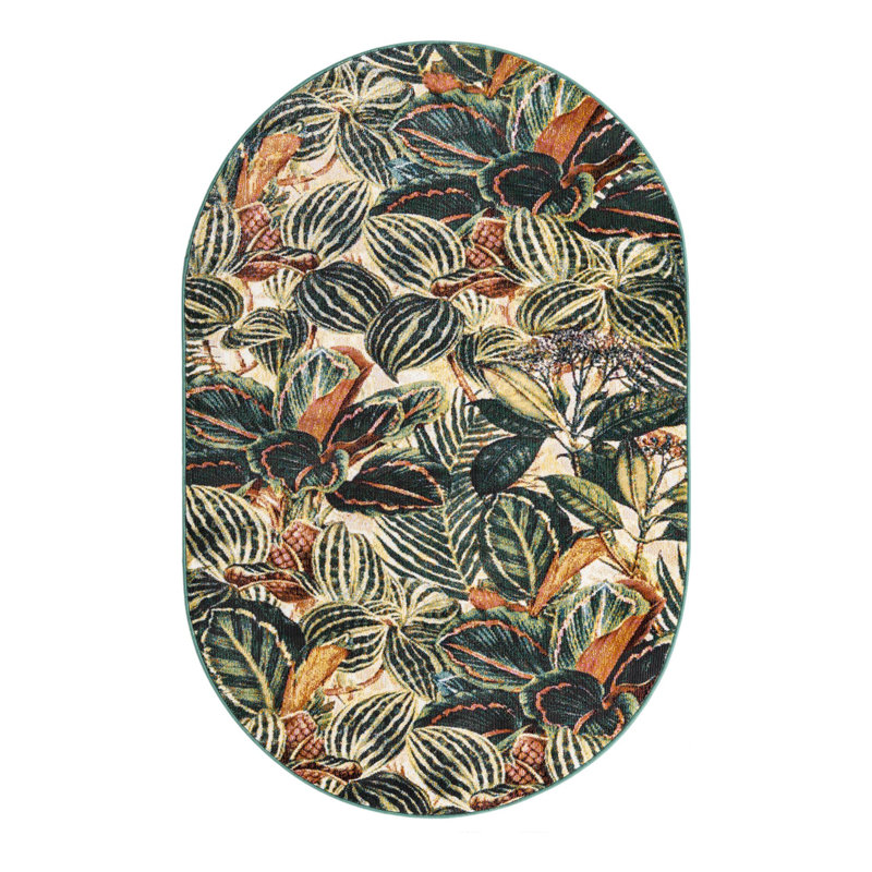 Herlong Floral Indoor Rug, Oval 4' x 6'