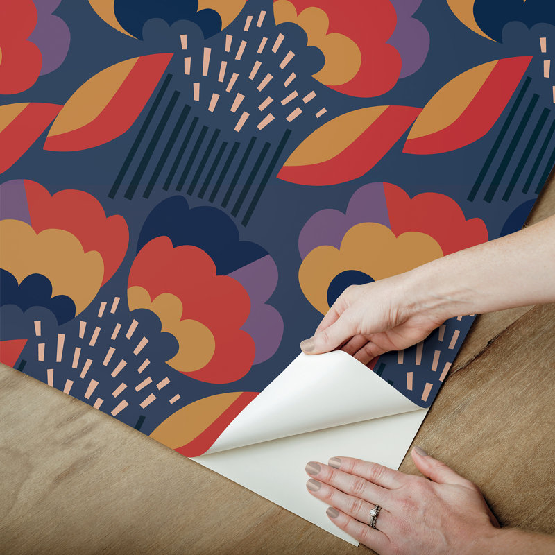 Retro Esme Pink Peel and Stick Wallpaper, Gris anthracite