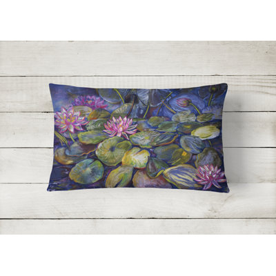  Waterlilies by Neil Drury Fabric Indoor/Outdoor Throw Pillow