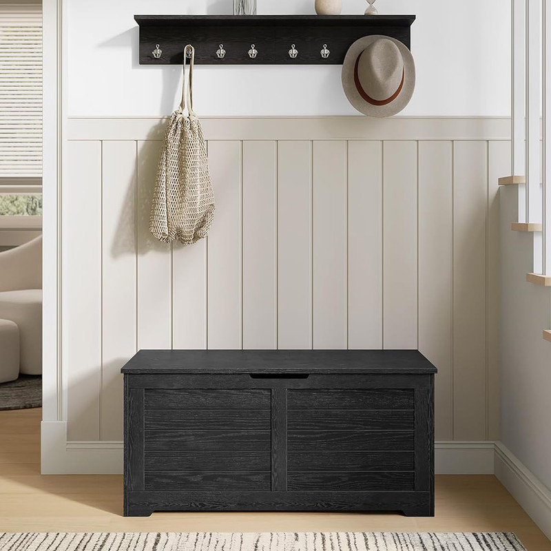 Banc de rangement Kebra , H 18,1 po x l 39,4 po x P 15,7 po, Noir ébène