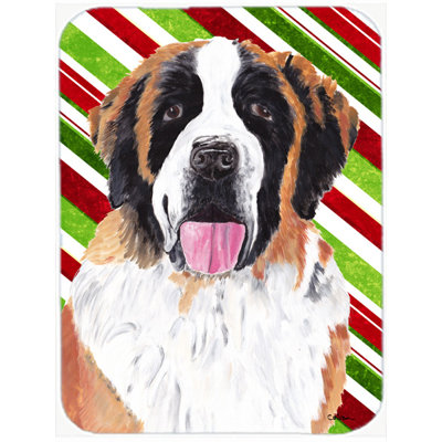 Caroline's Treasures Saint Bernard Candy Cane Holiday Christmas Glass Cutting Board