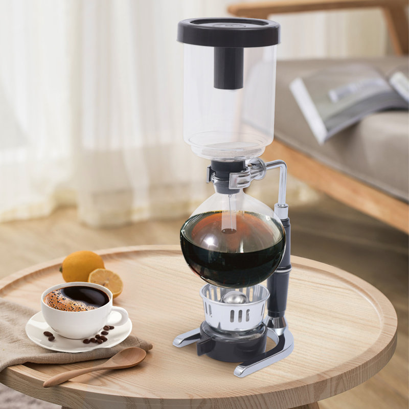 Vacuum Coffee Maker 3 Cups Siphon Syphon Coffee Maker Tabletop 360ml, 5 Cups