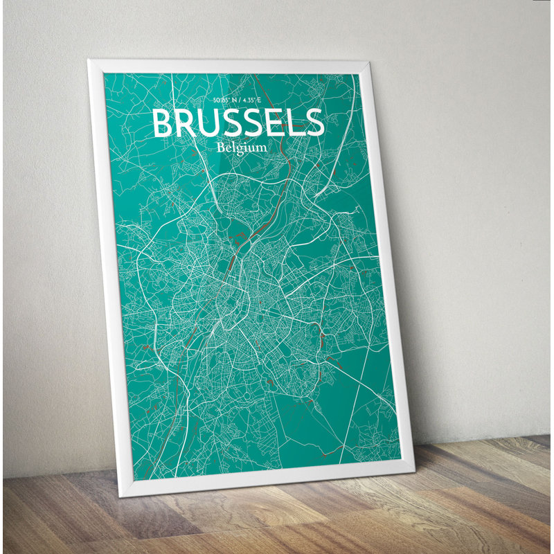 Brussels City Map - No Frame Print, 91.4cm H x 61cm W x 0.13cm D