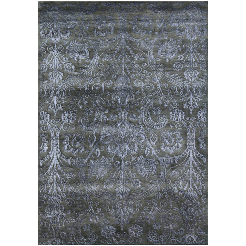 Rectangle 124 cm x 178 cm Geometric Hand Knotted Area Rug