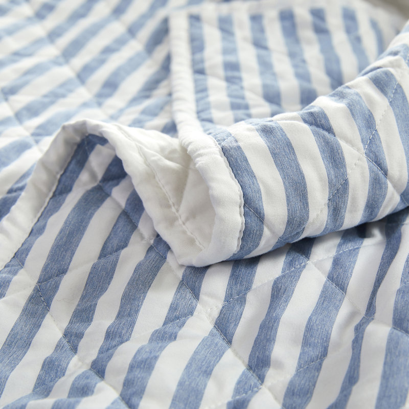 Wonderful  Cotton Blend Quilt Set 5-Piece Bedding Set, Navy/White, King Quilt + 2 King Shams + 2 Throw Pillows
