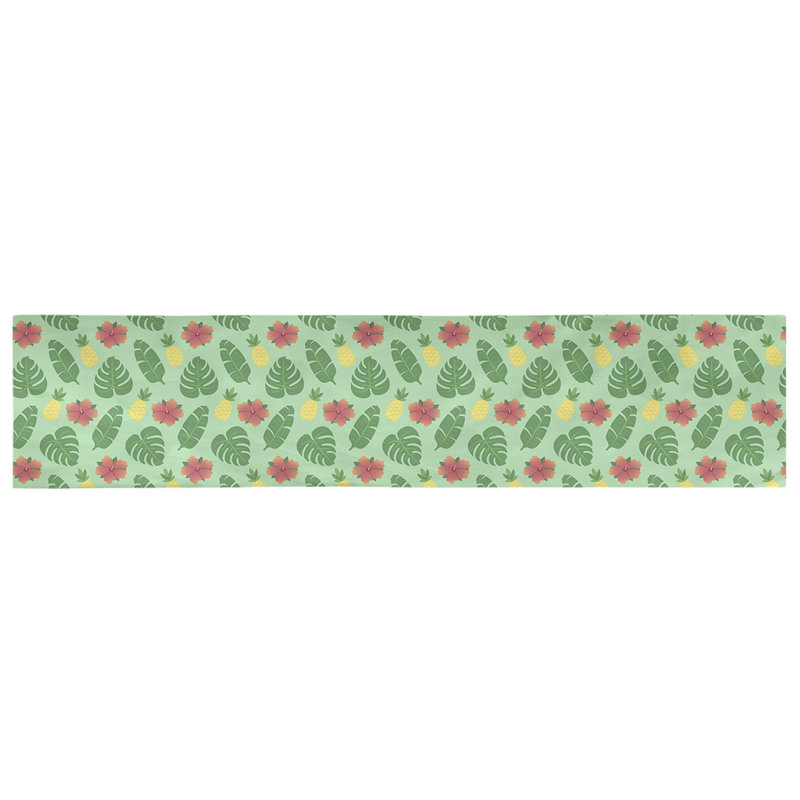 Chemin de table tropical Avicia, 91,5 po x 17,5 po, Vert, Coton