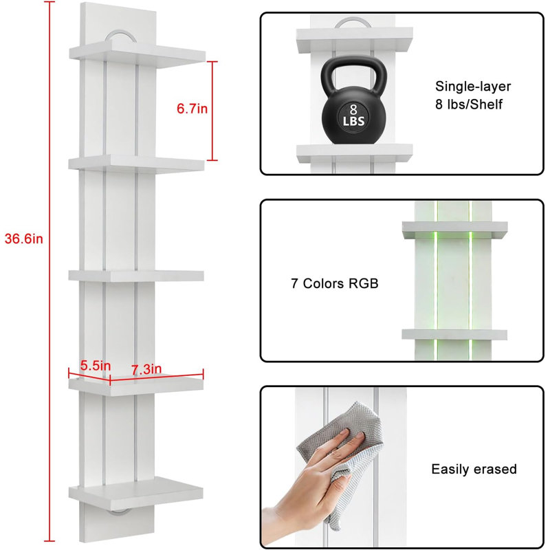 5 Tier Wall Floating shelf with Lights