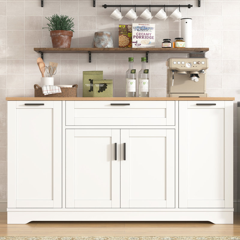 53'' Sideboard With Drawer, Adjustable Shelves, White