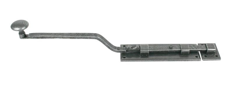 French Pewter Door Bolt, 39.4cm H x 4.7cm W x 7.2cm D, Pewter Patina