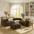 Confesor Chenille Modular L-Shaped Sectional Sofa With Ottoman-847262521
