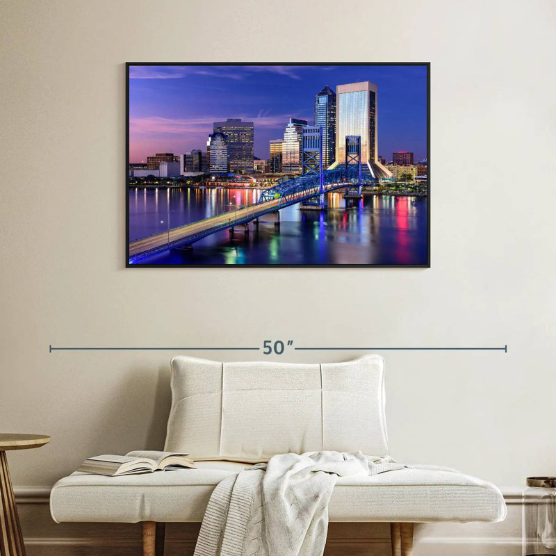Paysage urbain de Jacksonville, Cadre flottant noir, 40 po x 27 po