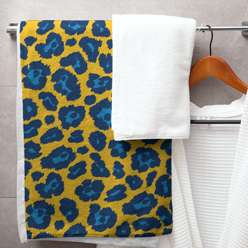 Lucida Bath Towel, Polyester/Cotton Blend, Gold/Powder Blue/Navy Blue