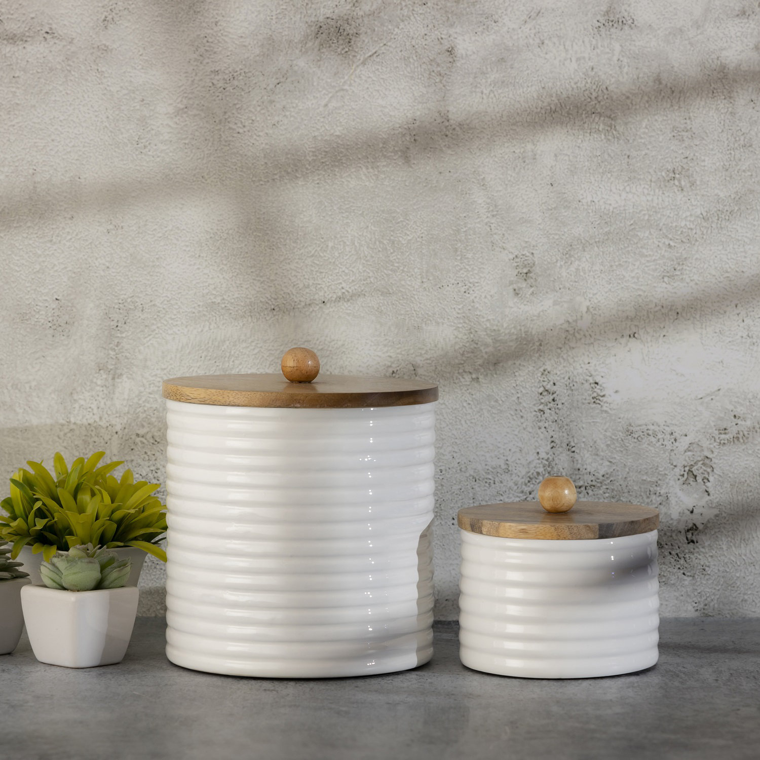 Osborne Mango Wood Kitchen Canister Set, White