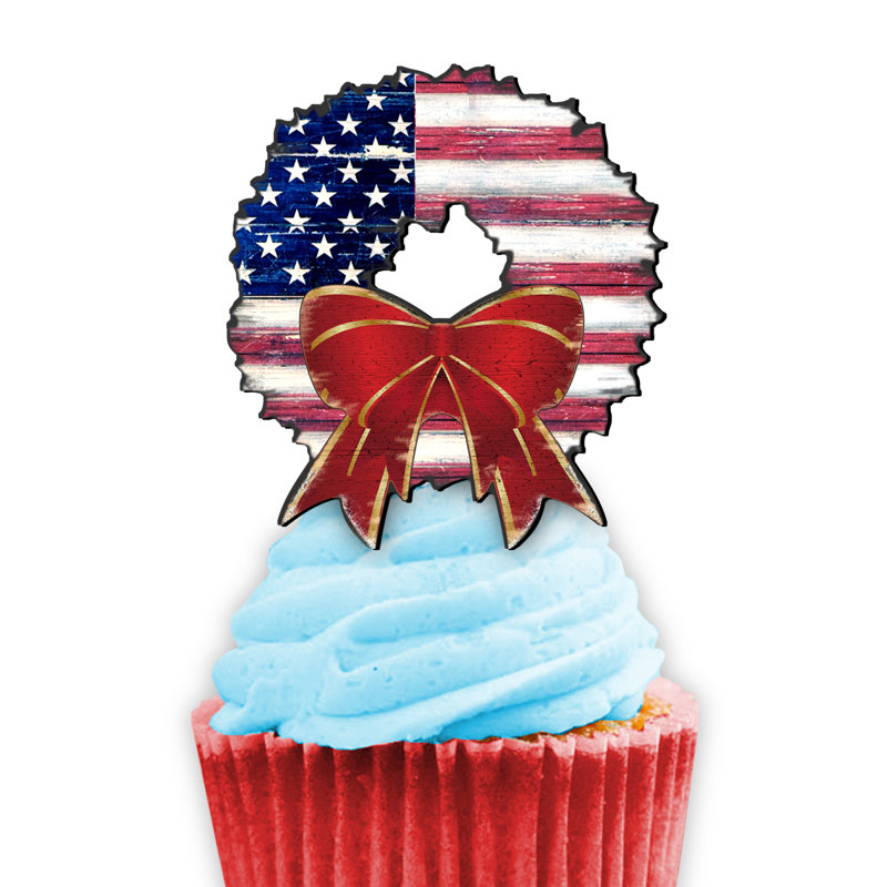 Wood Independence Day Cake Topper