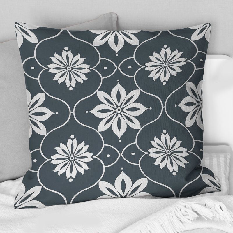 Carreaux de mosaïque gris II - coussin décoratif traditionnel, H 16 po x l 16 po