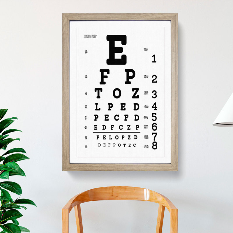 Eye Test Chart - Framed Print, Oak, 65cm H x 48cm W x 2cm D