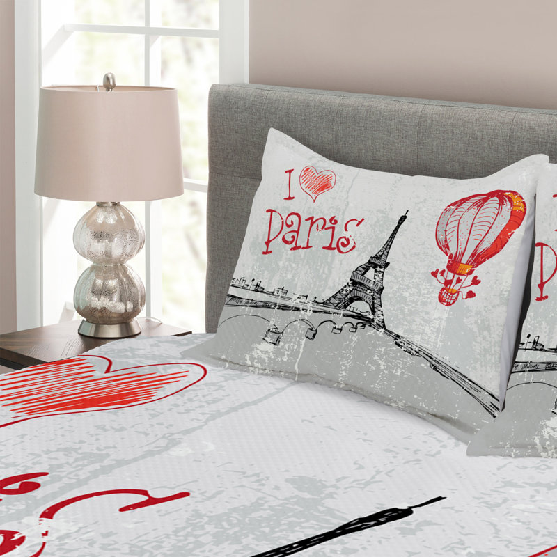 Love Bedspread Set with Shams, 220 x 264 cm