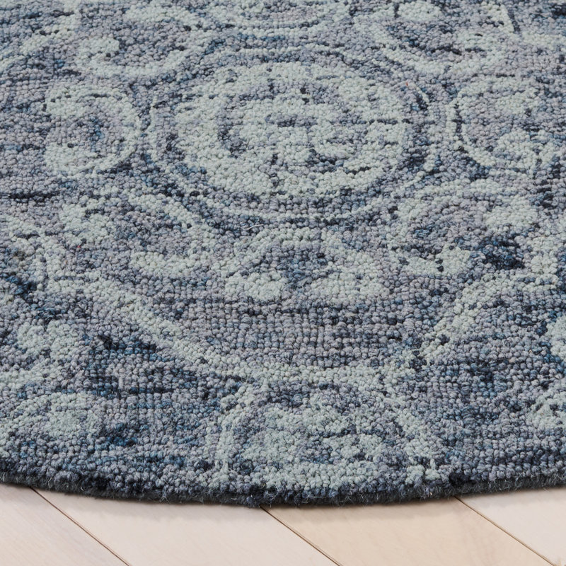 Sulema Hand Tufted Wool Damask Rug, Round 6'