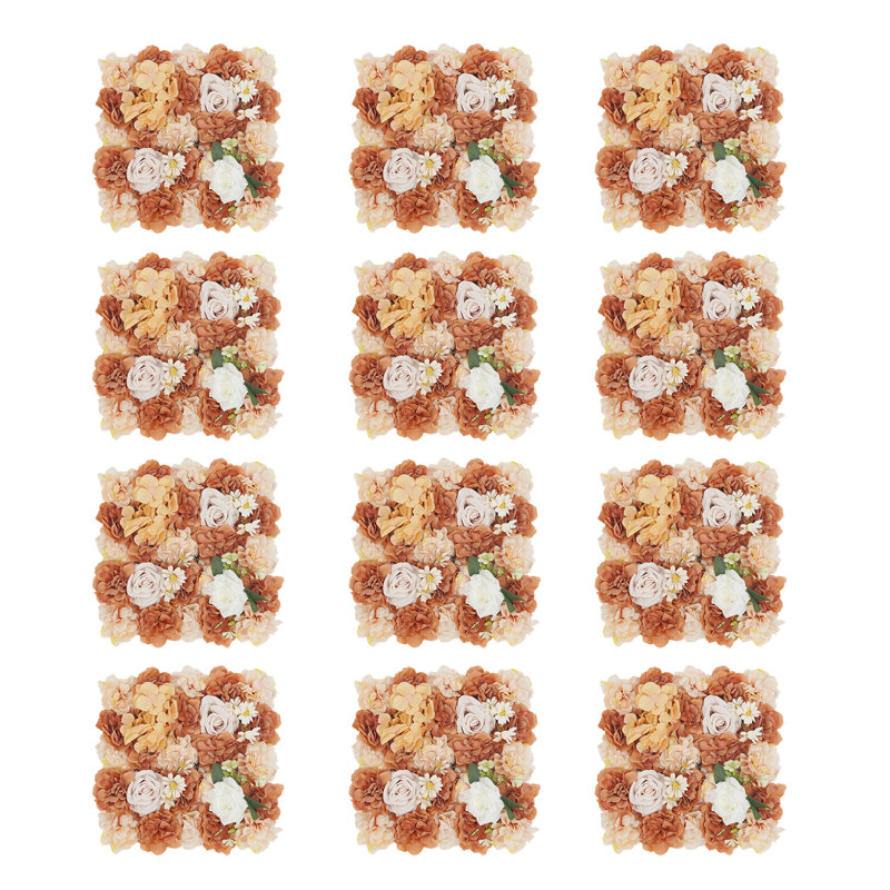 12 pièces 14,96 "* 14,96" panneaux de fleurs artificielles pour décors de fête d'anniversaire de mariage