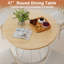 Table de salle à manger ronde de 119 cm (47 po) avec dessus en bois et piètement en métal, finition naturelle et blanche.-802396300