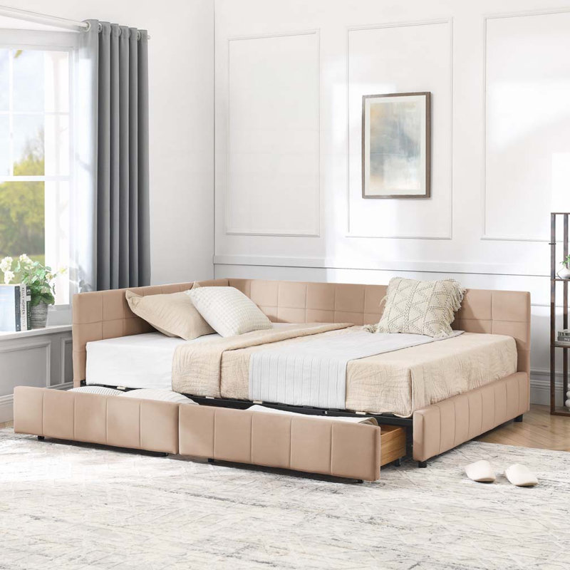 Velvet Storage Daybed, Pink, Full / Double