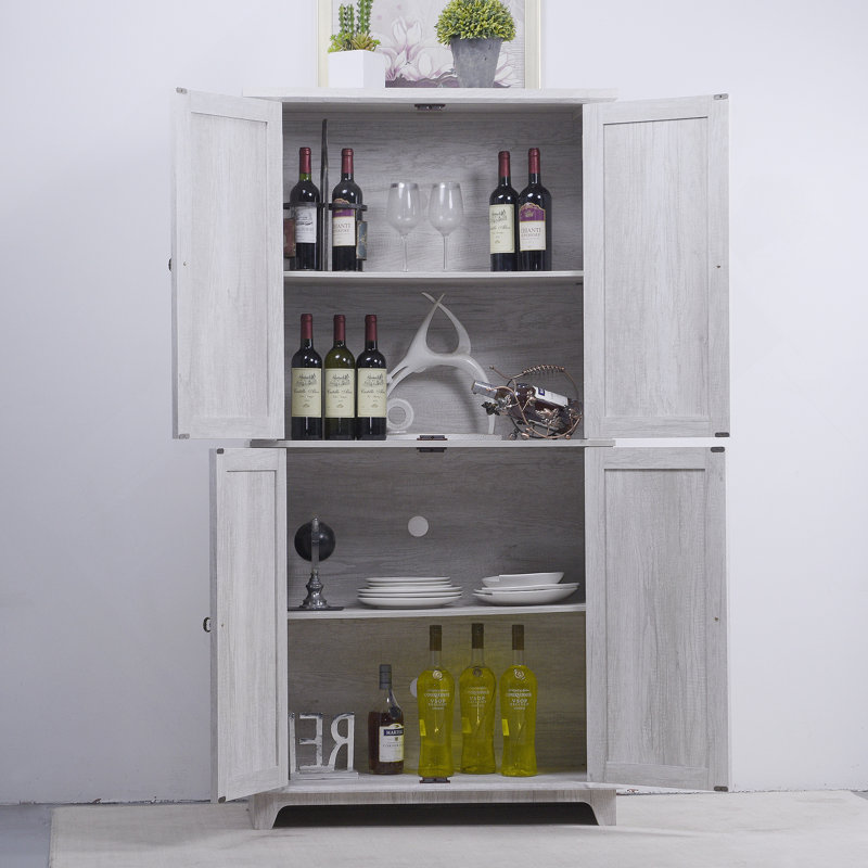 Armoire de rangement 67,4 po H 4 Doors Mirror, Gris