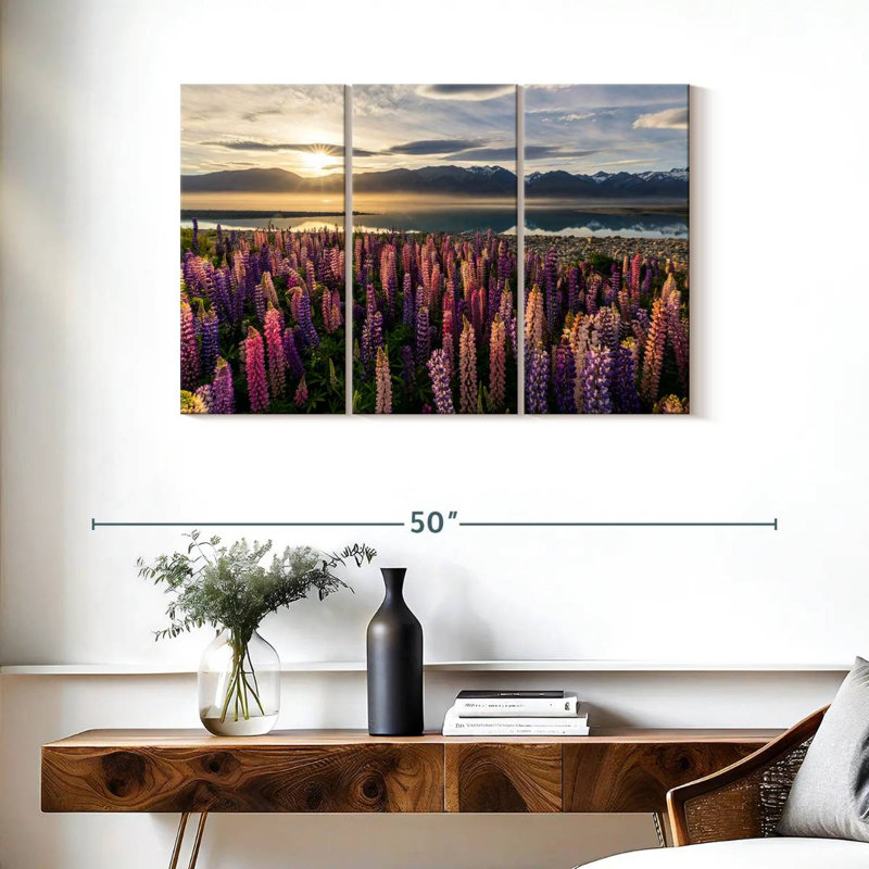 Harnek Lupine Sunset Landscape, 24" H x 38" W