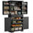 72"h Kitchen Pantry Cabinet With Sliding Storage Rack And 6 Hanging Shelves-1258075102