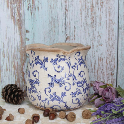 Pot en céramique de 6,11 pouces avec trou de drainage: style rétro, glacis craquelé, un choix charmant pour les plantes d'intérieur