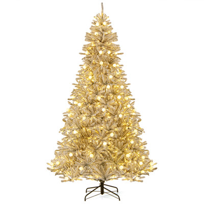  8 FT Snow-flocked Artificial Christmas Tree w/81 Sphere Lights 450 LED Lights