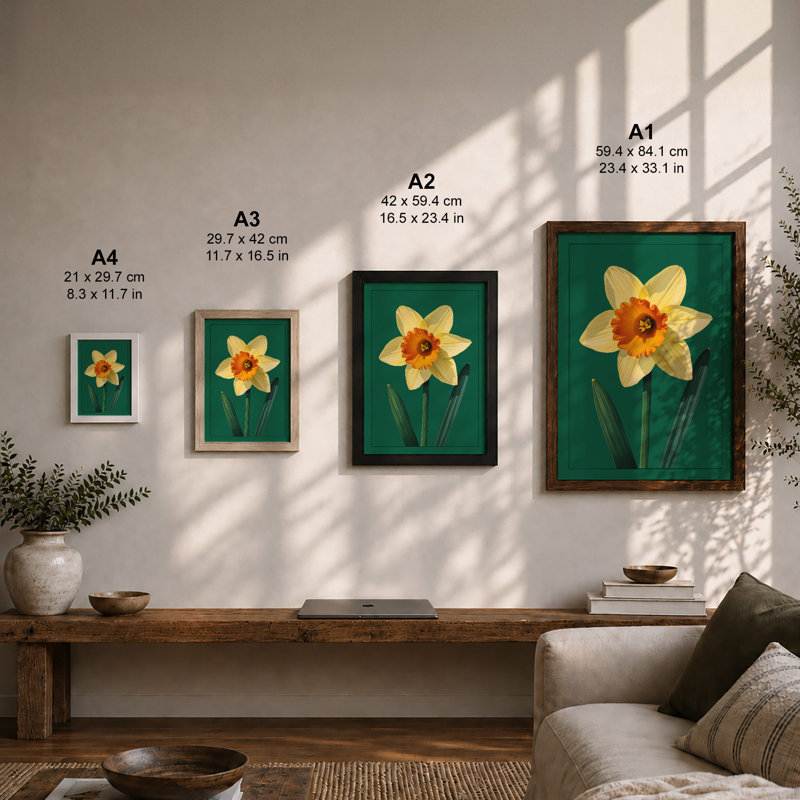 Daffodil Study Botanical - Framed Print, Unframed, A3 - 42.0 x 29.7 cm