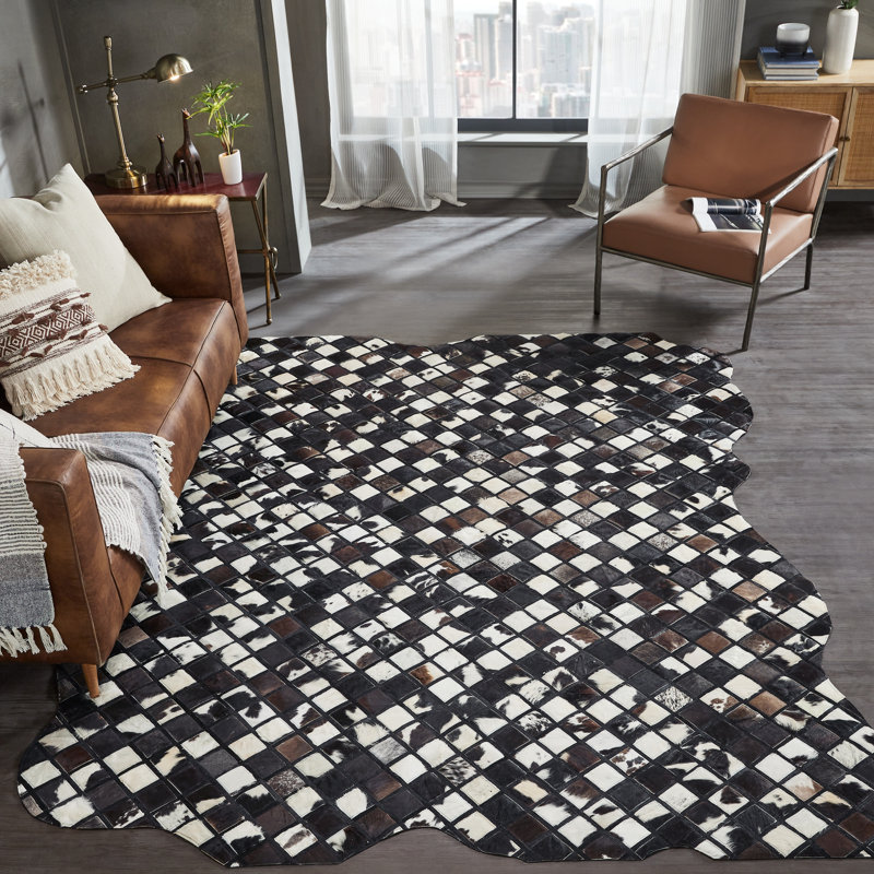 Tapis noir / blanc / brun Breyen, Nouveauté 7 pi 6 po x 9 pi 6 po