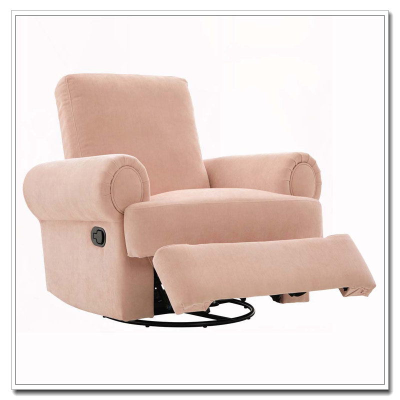 Manual Recliner Sofa Swivel Recliner Rocker Chair, Pink